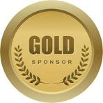 Gold Sponsor emblem featuring a prestigious circular design with laurel branches and bold lettering.