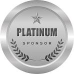 Platinum sponsor emblem with silver finish, laurel leaves, and prestigious branding design.