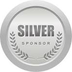 Silver sponsor badge featuring bold text and laurel leaves, symbolizing prestige and partnership.