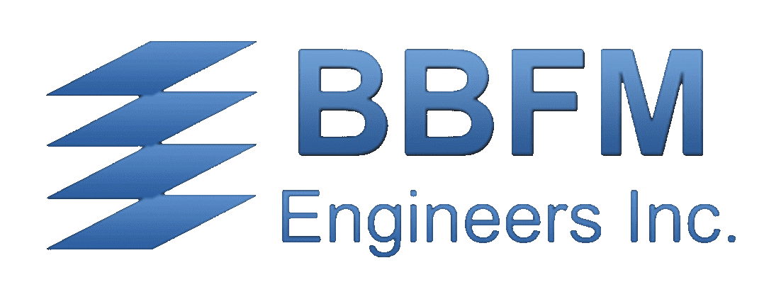 Professional logo for BBFM Engineers Inc. featuring a modern design with blue gradient and lightning bolts.
