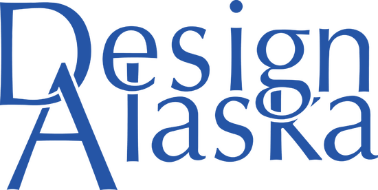 Stylish Design Alaska logo featuring bold blue typography and modern, geometric elements.