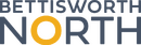 Modern BETTISWORTH NORTH logo featuring clean typography and a vibrant yellow circular accent.
