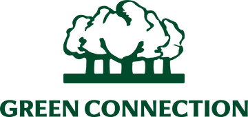 Green Connection logo featuring stylized trees symbolizes sustainability and environmental awareness.