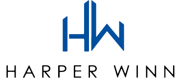 Modern blue HW logo design for technology and consulting brands.