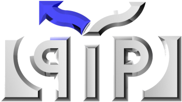 Modern QIP logo with dynamic blue arrow and sleek metallic lettering for technology branding.