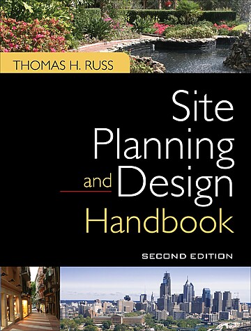 Cover of Site Planning and Design Handbook, showcasing urban and garden landscapes for effective planning.