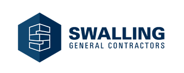 Swalling General Contractors logo featuring modern design, construction elements, and professional colors.